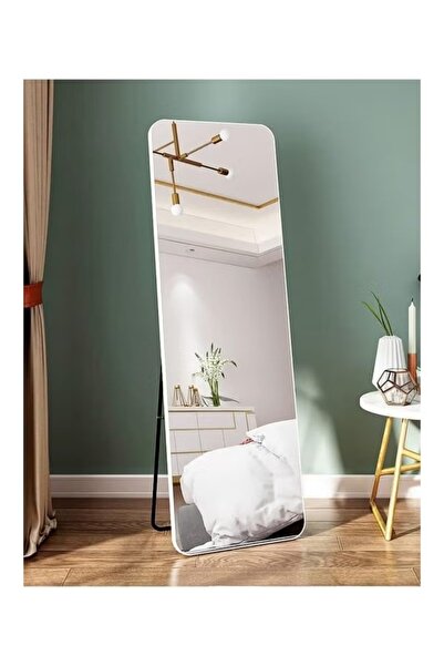 huitich Aluminum Alloy Frame Floor Mirror With Stand White 155 x 45 cm