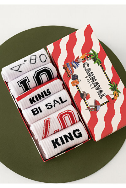 CARNAVAL SOCKS 6’lı Gym Spor Desenli Atletik Çorap Seti | Unisex Pamuklu Hediye Kutulu Spor Çoraplar