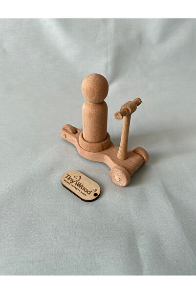 tiny wood Ahşap Scooter ve Peg Bebek Seti | Doğal Ahşap El Yapımı Oyuncak