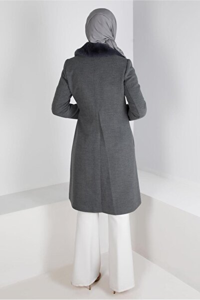 Alvina Fur Detailed Belted Coat 90357