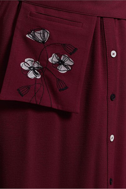 Alvina Long Tunic - Floral Embroidery, Button and Belt 43732