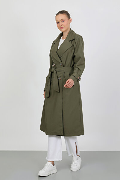 TANISA Sora Önü Düğmeli Kruvaze Yaka Trenckot TNS-4391