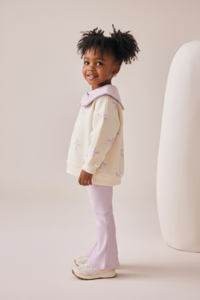 Minipodyum Kız Çocuk Fiyonk Yaka Detaylı Taytlı İkili Takım