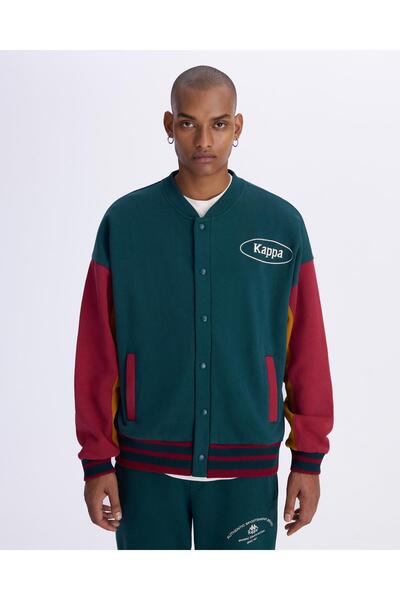 Kappa Authentic Franz Bomber Erkek Yeşil-Kırmızı Comfort Fit Bomber Ceket