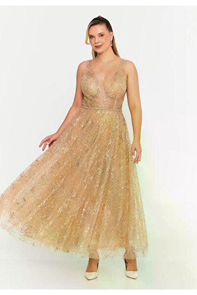 MAXXE 5851STÜ SİMLİ PAYETLİ ELBİSE