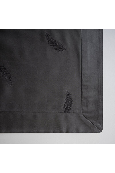 Ecocotton Güz Battal Size Duvet Cover Set 100% Organic Cotton Satin Embroidered Anthracite 240x220 Cm