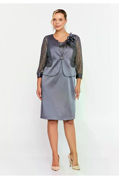 MAXXE 5901PSAT PAYETLİ CEKET KISA SATEN ELBİSE