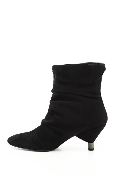 GÖNDERİ(R) Women's Black Suede Tasseled Pointed Toe Thin Heeled Boots