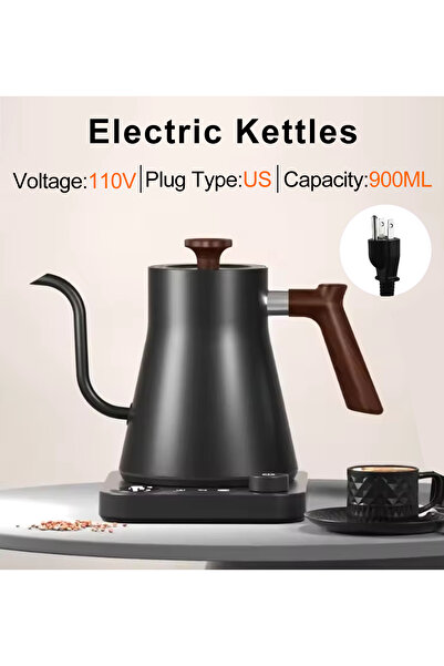 Choice Black US110V Electric Gooseneck Kettle 900ML Hand Brew Coffee Pot Smart Teapot Temperature