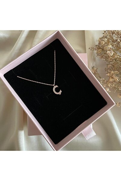 Lovera Jewellery 925 Ayar Gümüş Rose Ç Harfli Harf Kadın Kolye | Zarif Hediye...