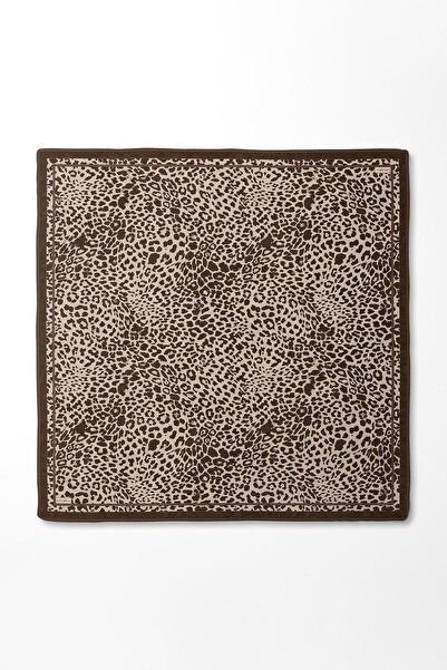Levidor Dark Brown Leopard Pattern Twill Silk Scarf