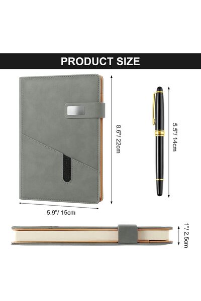 Arabest Notebooks, A5 College Ruled Journal with Pen Holder, Leather Journal Gift Set, Hardcover Leather Not