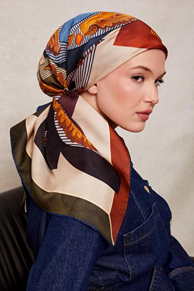 Levidor Indigo Mixed Pattern Twill Silk Scarf