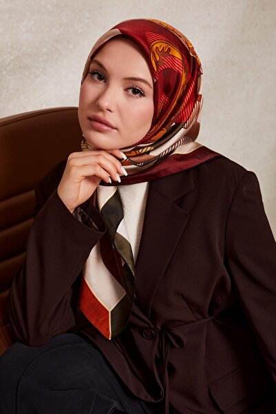 Levidor Burgundy Mixed Pattern Twill Silk Scarf