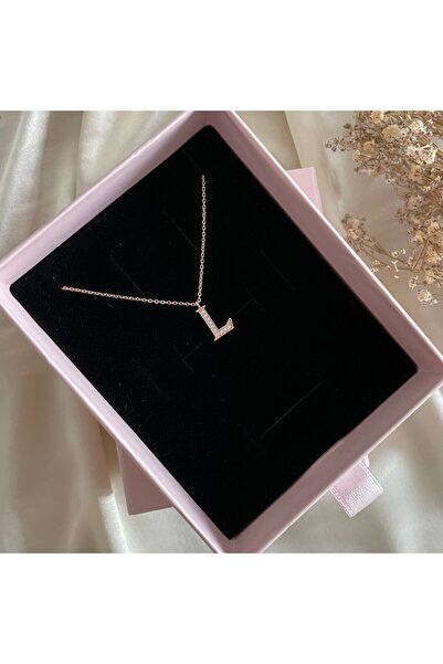 Lovera Jewellery 925 Ayar Gümüş Rose L Harfli Harf Kadın Kolye | Zarif Hediye...
