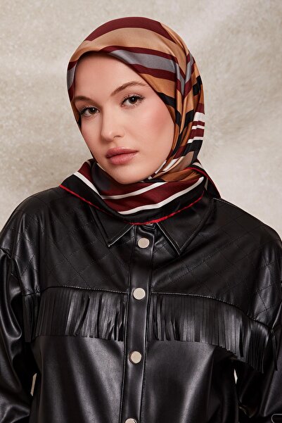 Levidor Red Square Pattern Twill Silk Scarf