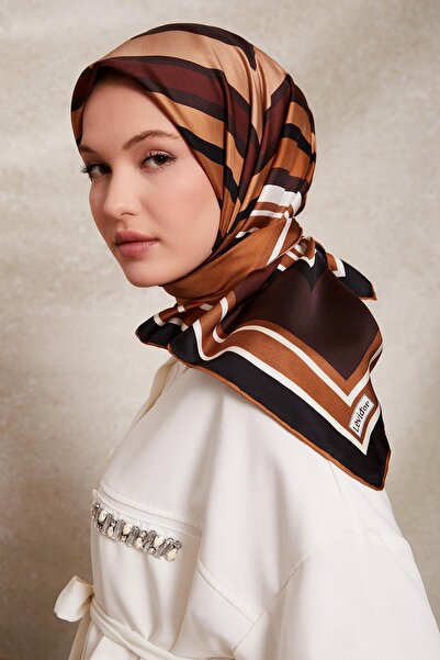 Levidor Burgundy Square Pattern Twill Silk Scarf