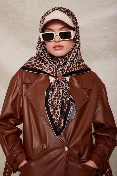 Levidor وشاح حريري بنمط الفهد الأسود