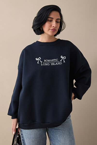 InStyle Επεξεργασία κειμένου φιόγκου Navy Blue Sweat