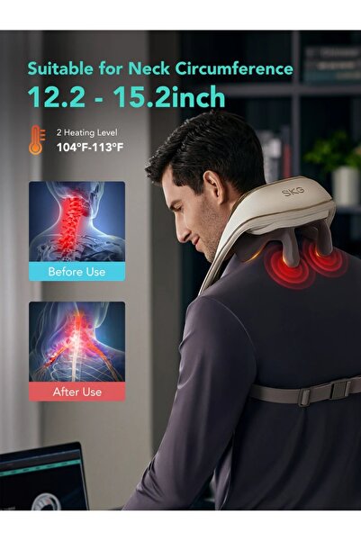 SKG H5 Mini Portable Neck and Shoulder Massager with TENS Pulse, Soothing Heat for Pain Relief