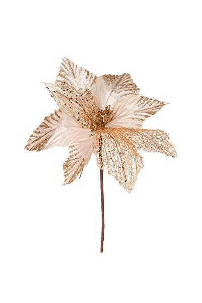 Herdekora Χριστουγεννιάτικο Στολίδι Πικέ Πουάντσετια Σαμπάνια 30 εκ.