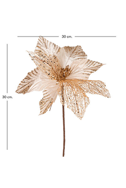 Herdekora Χριστουγεννιάτικο Στολίδι Πικέ Πουάντσετια Σαμπάνια 30 εκ.