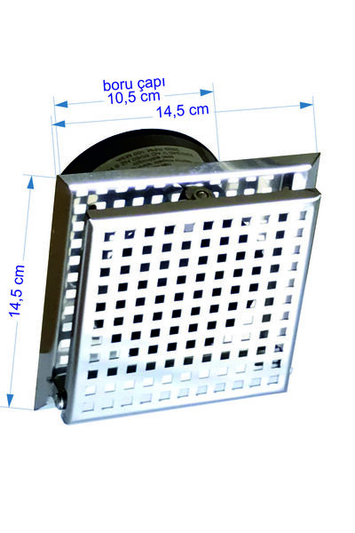 SAKOYA Aspiratör 304 Paslanmaz Kare Delikli, 100 lük baca ve tavan tipi, 100 M3/h, Geri Tepme Klapeli