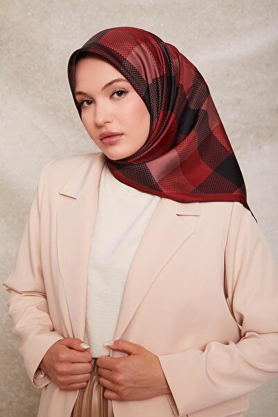 Levidor Μεταξωτό κασκόλ από μετάξι με κουκκίδες σε μπορντό χρώμα