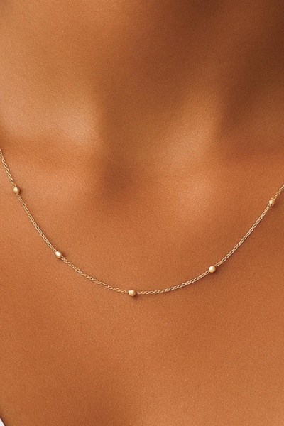 K KRAFTIVA JEWELRY 14 Ayar Altın Parlak Dorika Toplu Forse Zincir Kolye