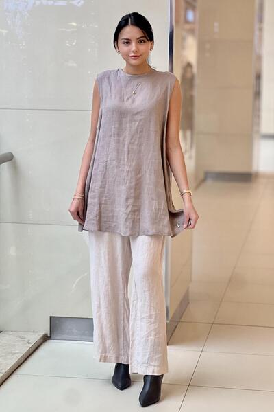 MISS DALIDA Missdalida Sleeveless Linen Tunic