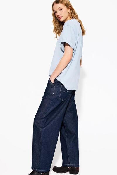 Bershka Kalın pamuklu ve kısa kollu oversize t-shirt