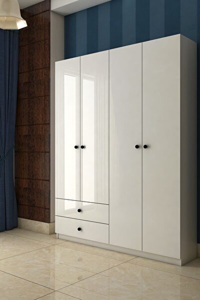 TOCCO Inci 4 Kapaklı 2 Çekmeceli Askılıklı Gardırop 1021