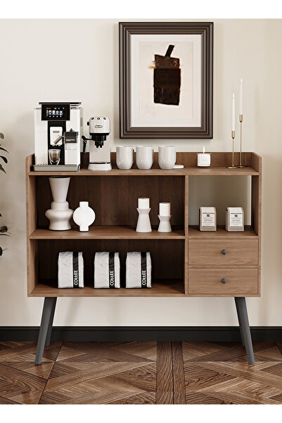 VariFurnx 100*35*90 سم ركن القهوة، خزانة بار القهوة، رف الأدراج، خزانة العرض، رف الخباز، خزانة جانبية