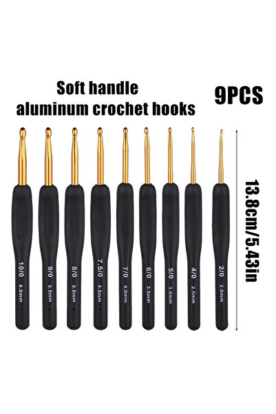 Choice مجموعة خطافات الكروشيه MIUSIE السوداء المكونة من 9 قطع للأيدي المصابة ...