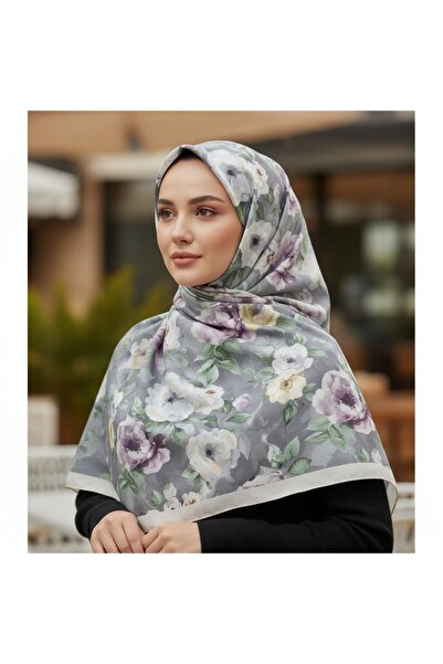 Onur Shawl - New Cotton Voile Rose Pattern Large Flower Shawl Trending Produc...