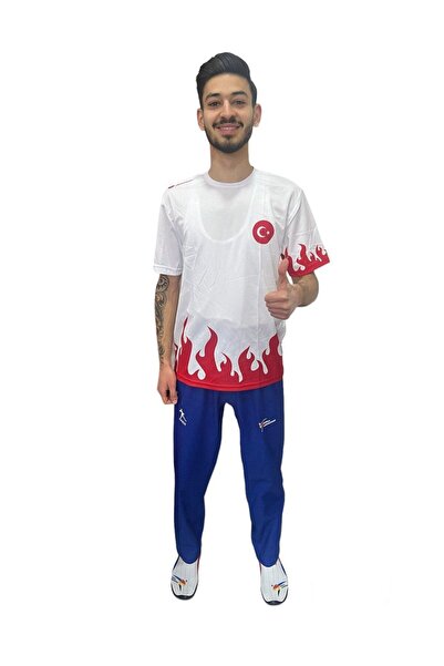 JUMOK Taekwondo Tek Alt Dobok-Antrenman Taekwondo Pantolonu Siyah-Mavi-Kırmızı