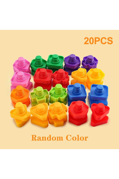 Choice 20PCS 10/20 PCS Set of Plastic Assembly Screw Building Blocks for Children, Montessori Shape and Col