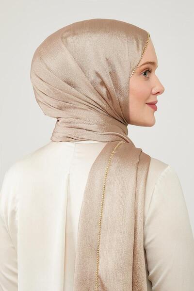 Levidor Vizon Yanları Taş Detaylı Kristal Yoryo Şal