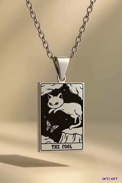 ArtinArt قطة التارو - بطاقة مكون القليل |   قلادة من الفولاذ 316L