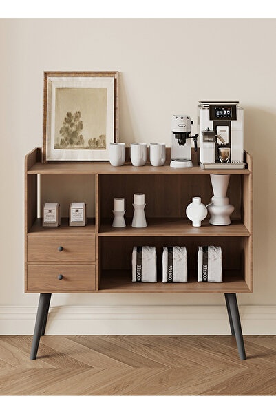 VariFurnx 100*35*90cm Coffee Corner Coffee Bar Cabinet Shelf Drawers Display Cabinet Bakers Rack Sideboard