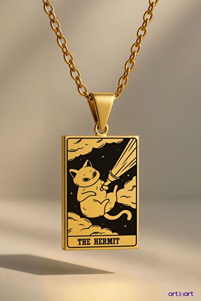 ArtinArt بطاقة التارو القطة المذابة - قلادة من الفولاذ بسعة 316 لتر