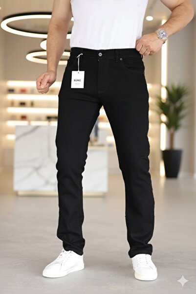 Mamlay Premium Μαύρο Κανονικό Ελαστικό Τζιν Παντελόνι