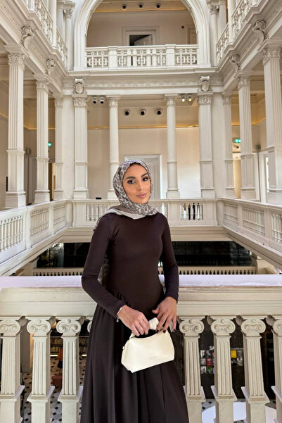 Love Fab Uzun Kollu Belden Açmalı Basic Uzun Tesettür Elbise