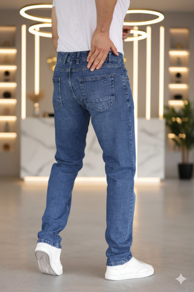 Mamlay Преміум Lacivert Regular Еснєк Денім Джинси Кот Пантолон