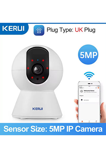 Choice كاميرا KERUI IP صغيرة داخلية للمنزل مزودة بمقبس المملكة المتحدة بدقة 5 ميجابكسل، كاميرا ذكية لاسلكية مزودة بخاصية WiFi، كاميرا أمان IP