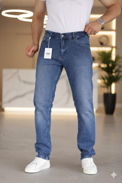 Mamlay Преміум Lacivert Regular Еснєк Денім Джинси Кот Пантолон