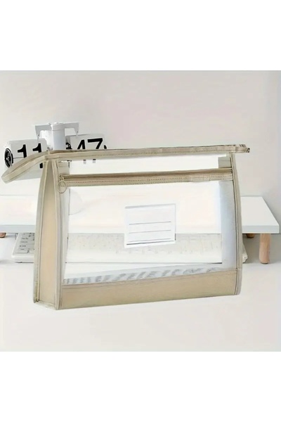 GlassySKY Geantă de depozitare din plasă transparentă cu fermoar cu două straturi, servietă organizatoare de lucru pentru biroul școlii