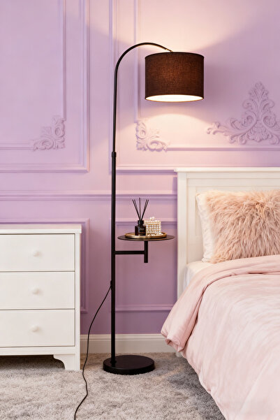 Generic DIDA Modern Arc Floor Lamp with Shelves, Rustic Floor Standing Lamps with 180° Rotatable, Marble Ba