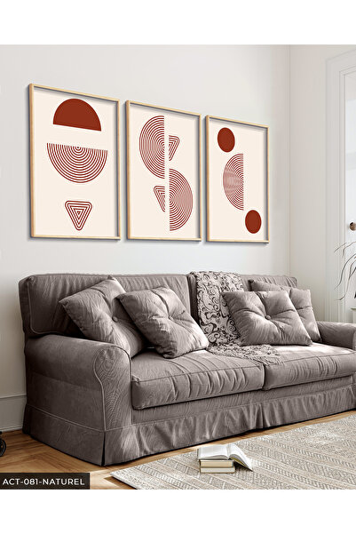 Evinemoda Crveni apstraktni uzorak, slika u drvenom okviru, 3 dela