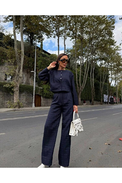 Diemmood Kadın Kapitone Dokulu Oversize Ceket Pantolon Takım
